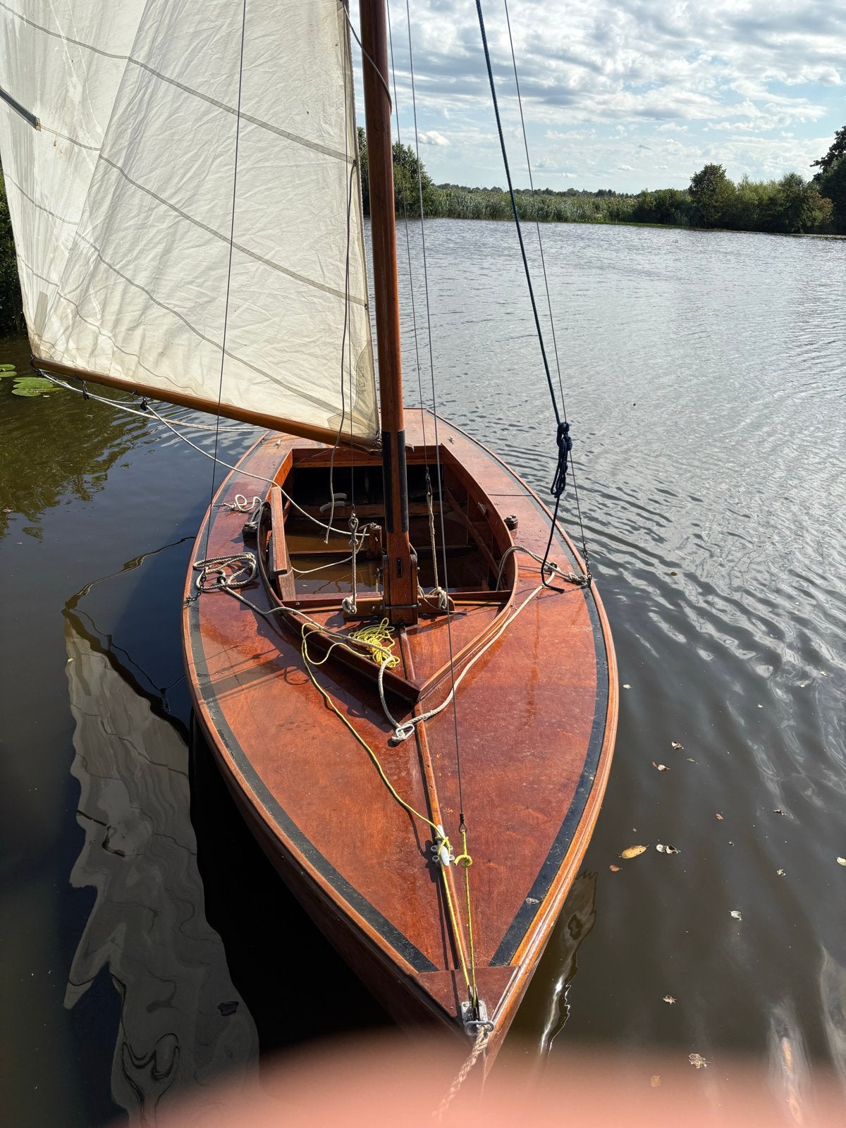 Prachtige houten zeilboot, type 16 kwadraat, 16 m2, Watersport en Boten, Open zeilboten, Ophalen, Gebruikt, Fok, 16m² klasse
