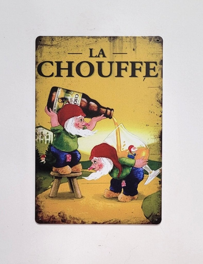 La Chouffe bier kabouter reclamebord van metaal wandbord, Verzamelen, Ophalen of Verzenden, Nieuw, Reclamebord, Plaat of Schild