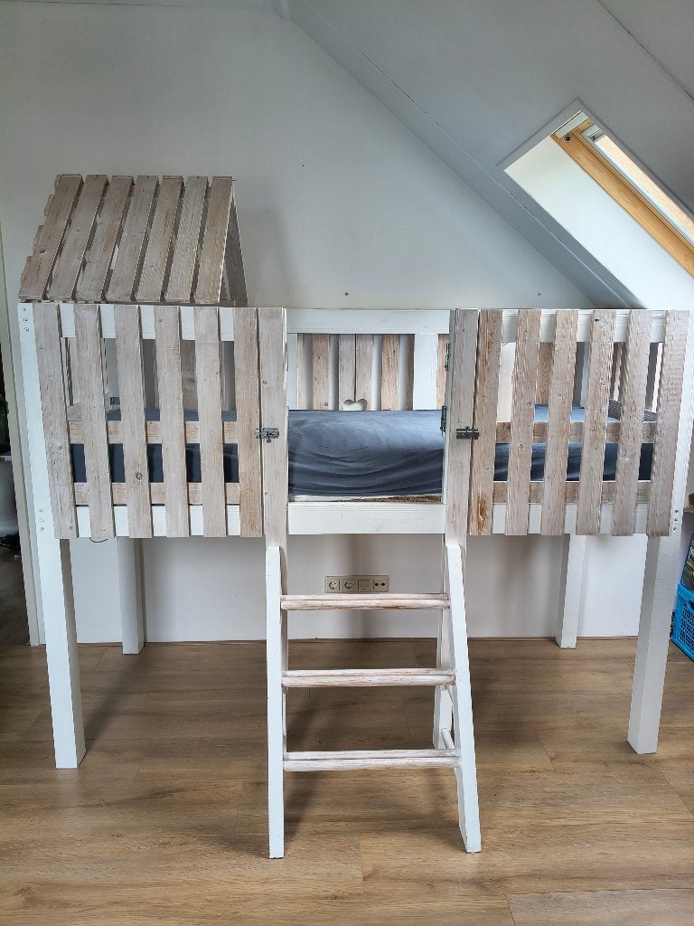 Gratis whitewash hoogslaper, Ophalen, Gebruikt, Eenpersoons, 200 cm
