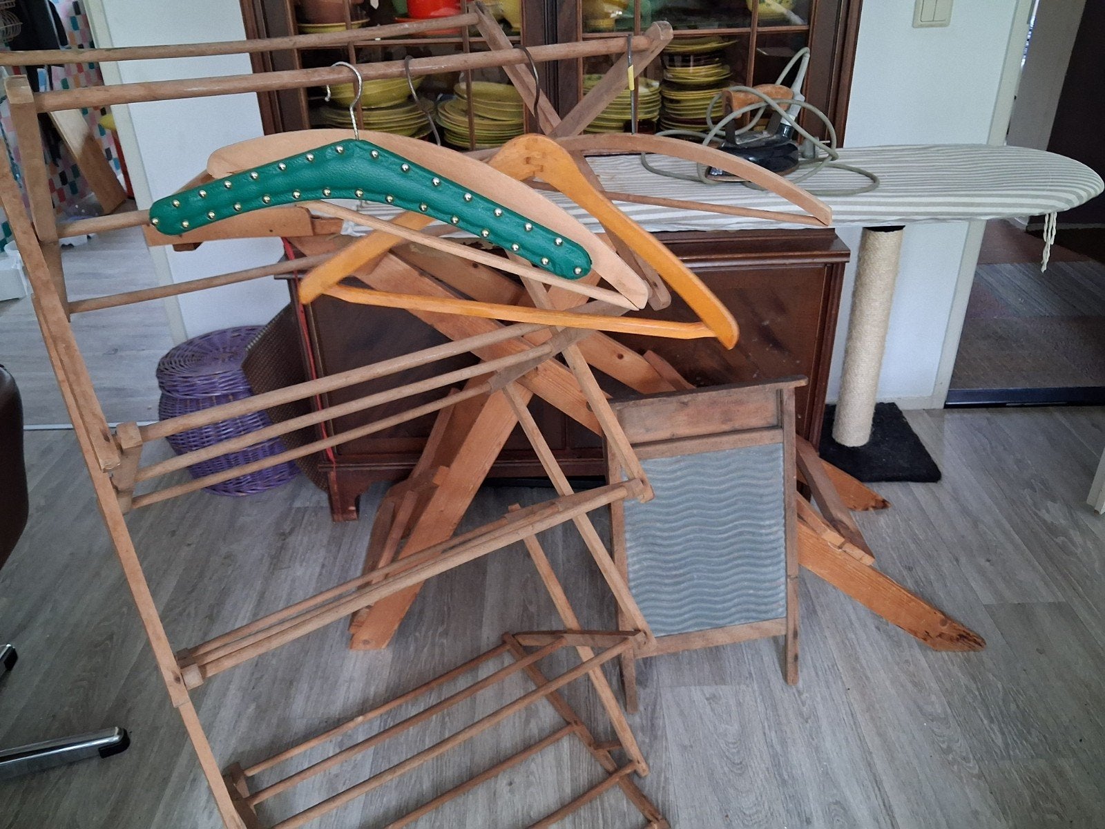 Vintage brocante houten was en strijk set, Antiek en Kunst, Ophalen