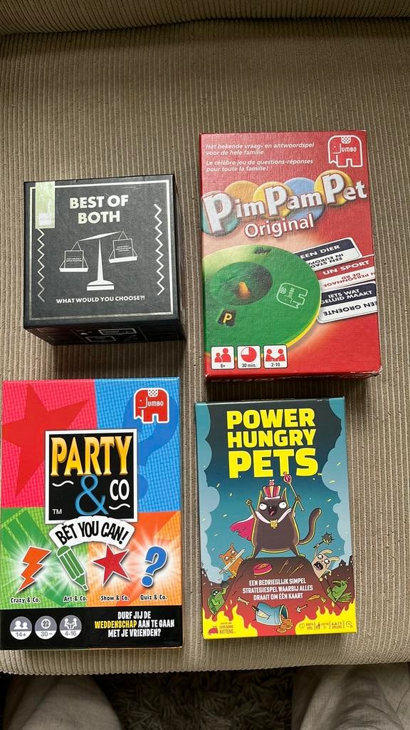 4 spellen power hungry pets/party&co/Pimpampet NIEUW, Ophalen of Verzenden, Zo goed als nieuw