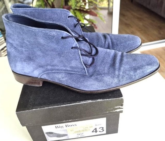 Blauwe suéde heren veterschoenen, Ophalen, Blauw, Zo goed als nieuw, Veterschoenen