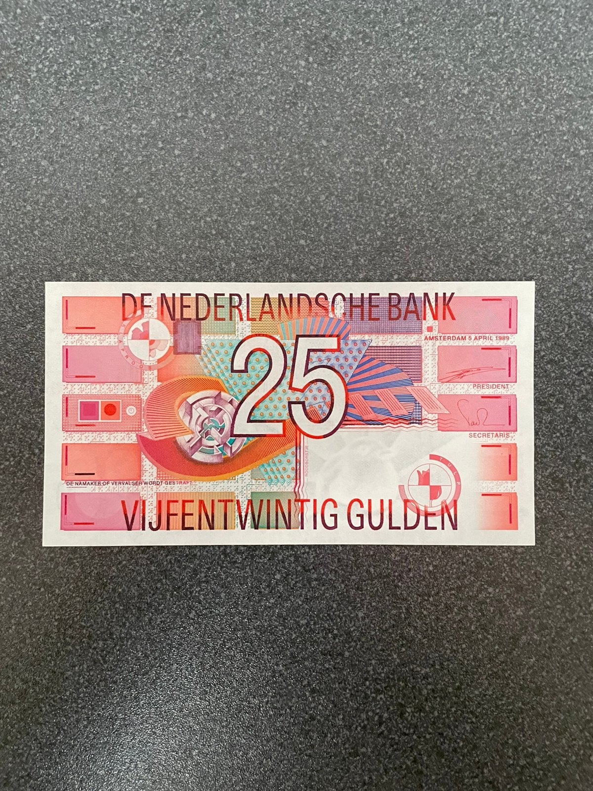 25 gld 1989 roodborstje unc, Postzegels en Munten, Bankbiljetten | Nederland, Ophalen of Verzenden, 25 gulden