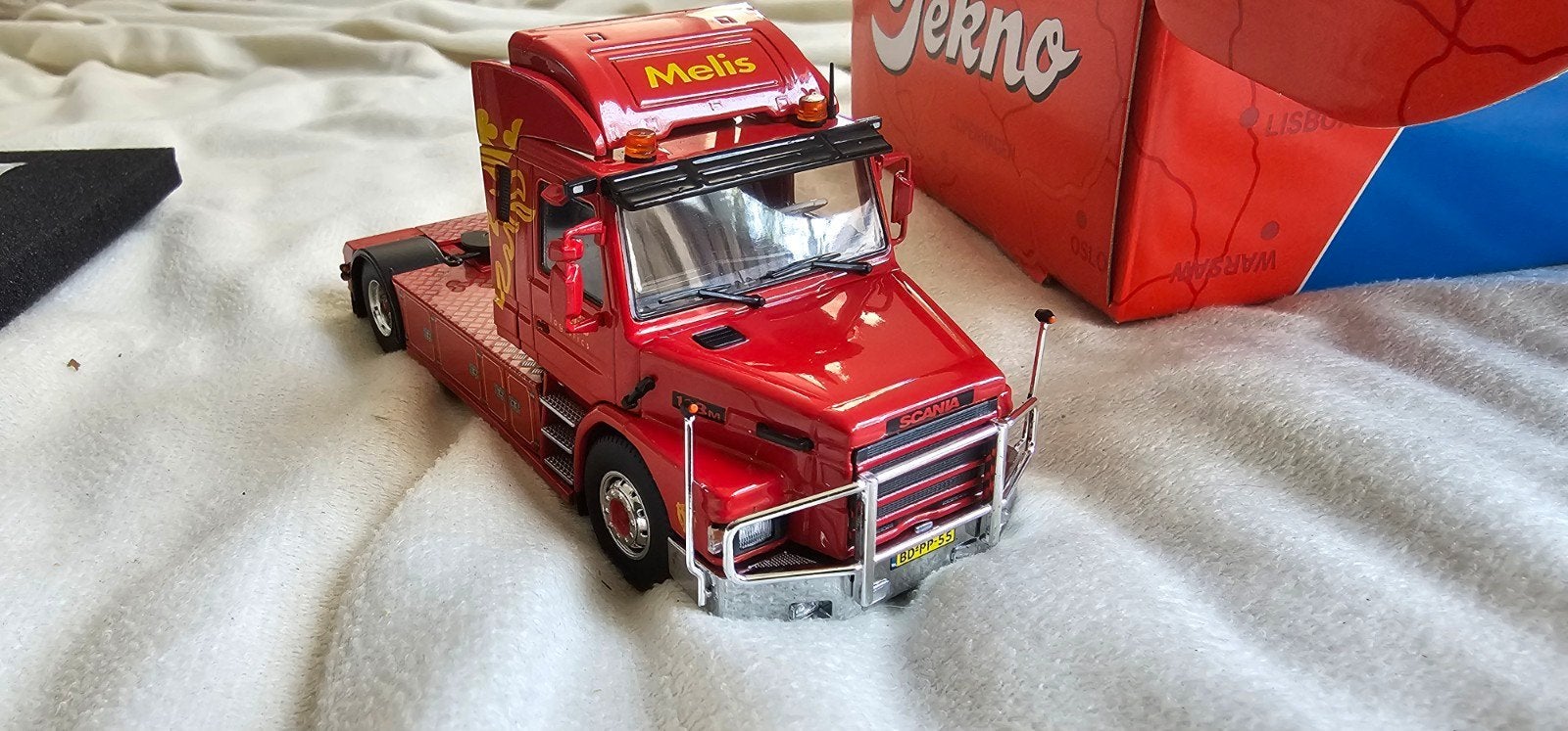 Tekno Scania 143M Melis Logistics modeltruck, Hobby en Vrije tijd, Ophalen