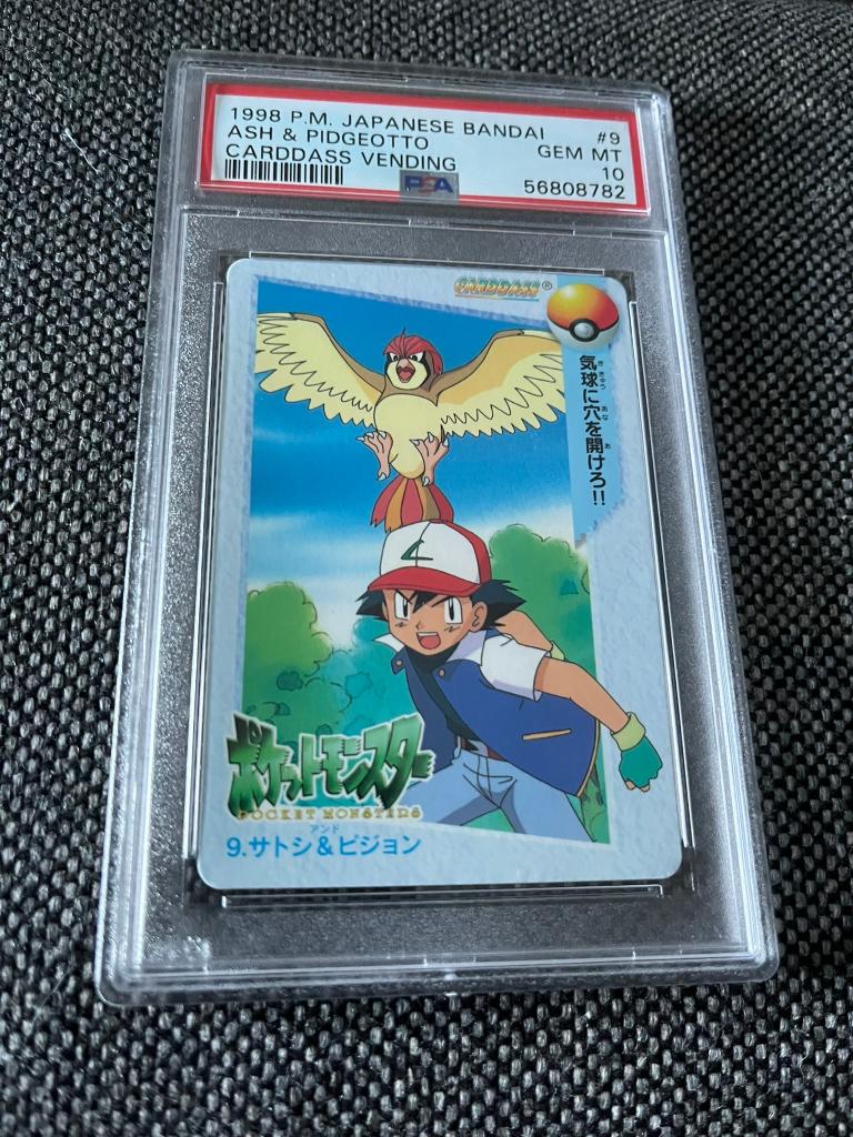 PSA 10 Pokemon 1998 Japanese Bandai ASH&Pidgeotto Vending, Ophalen of Verzenden, Nieuw, Losse kaart