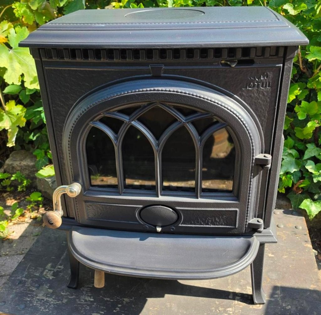 houtkachel prachtig jotul 3 cb zwart emaille, Houtkachel, Ophalen of Verzenden, Zo goed als nieuw, Vrijstaand