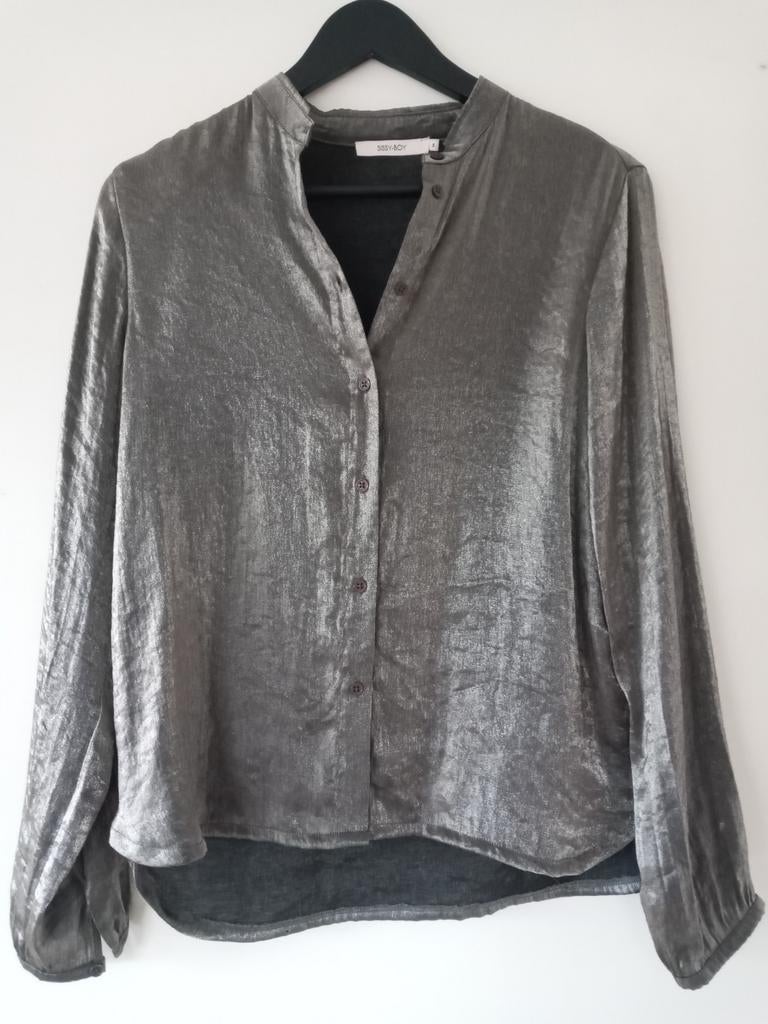 S prachtige blouse zilverglans 64% viscose Sissy-Boy feestje, Overige kleuren, Sissy-Boy, Ophalen of Verzenden, Zo goed als nieuw