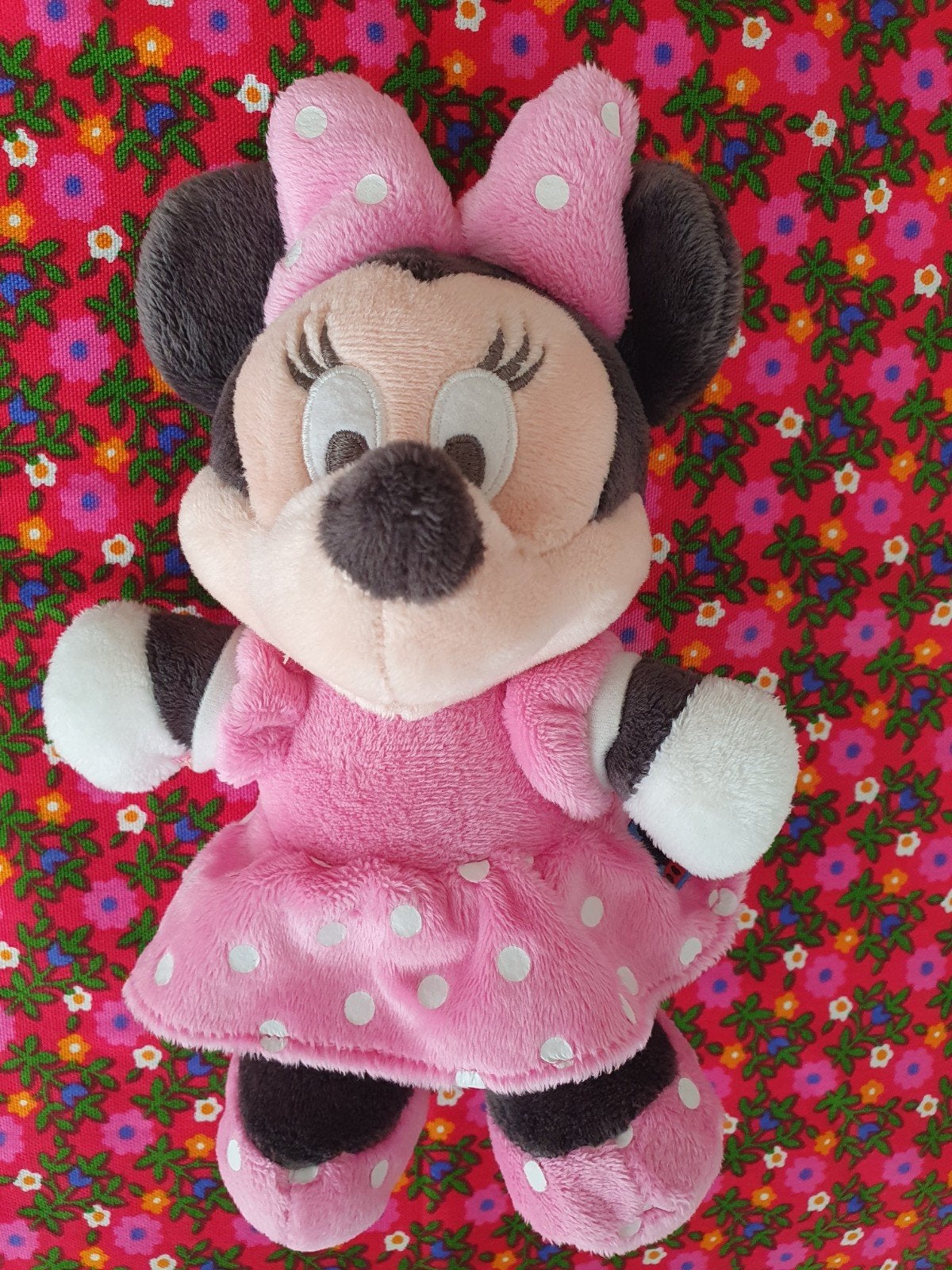 Minnie Mouse knuffel roze met witte stippen +/- 24 cm, Muis, Disney, Disney, Ophalen of Verzenden