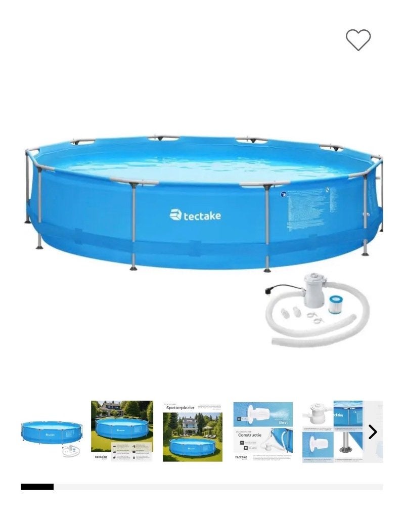 Tectake zwembad met frame, Tuin en Terras, Zwembaden, Ophalen, Minder dan 80 cm, Rond, Opzetzwembad
