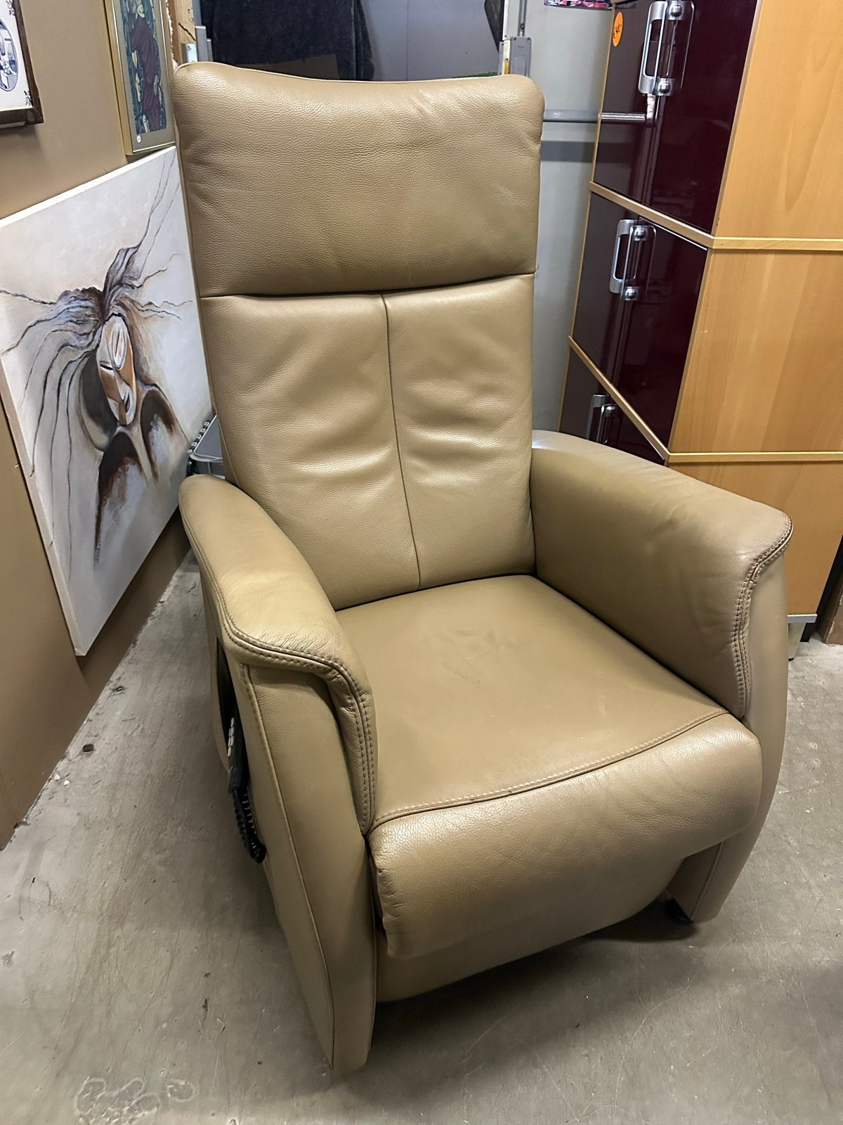 Prominent relax fauteuil echt leer met sta op functie, Ophalen, Gebruikt, Prominent, Leer
