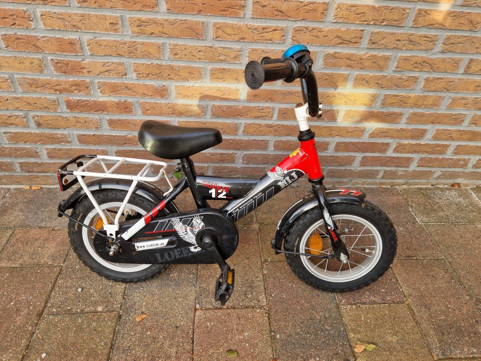 Stoere Loekie jongensfiets 12 inch, Fietsen en Brommers, Ophalen, Terugtraprem, Gebruikt, Loekie