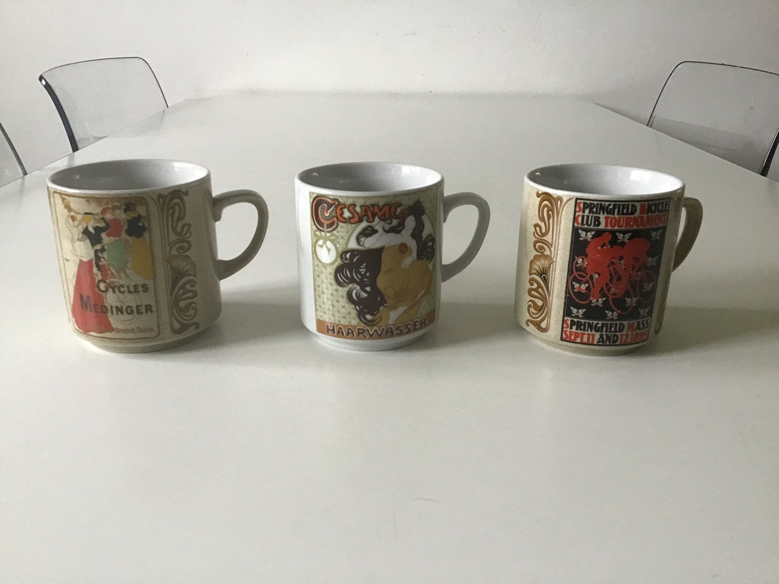 3x Monopoli Italy bekers Art Nouveau Jugendstil; samen €15, Overige merken, Ophalen of Verzenden, Zo goed als nieuw, Overige stijlen