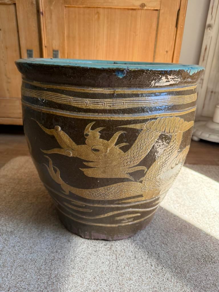 Prachtige originele aardewerken Chinese drakenpot/eierpot 2, Ophalen