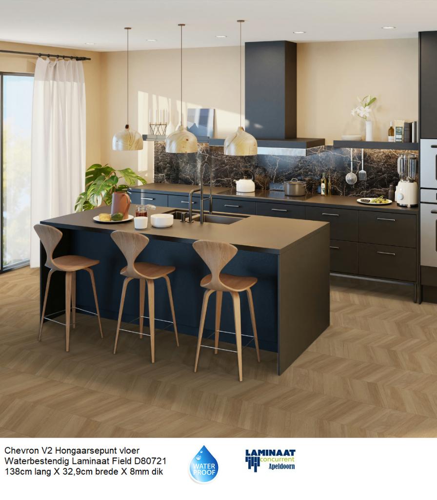 Waterbestendig Chevron Hongaarsepunt laminaat Field €19,95m2, Huis en Inrichting, Bruin, 75 m² of meer, Nieuw, Ophalen of Verzenden