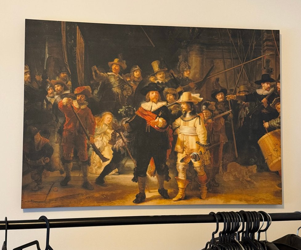 De Nachtwacht reproductie op canvas - 70x100cm, Ophalen, Doek, Portret of Personen, Klassiek