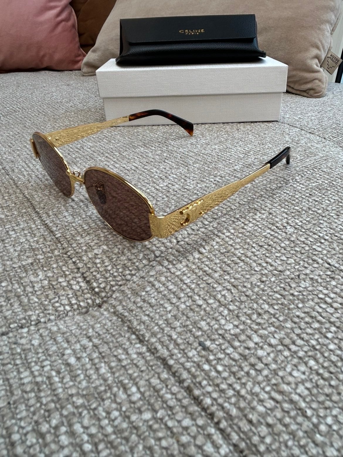 Celine Zonnebril Goud met Bruine Glaze., Sieraden, Tassen en Uiterlijk, Zonnebrillen en Brillen | Dames, Overige merken, Zonnebril