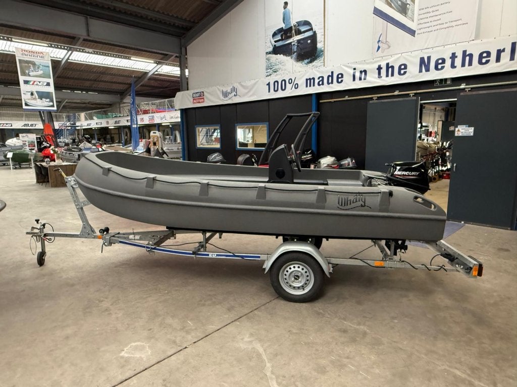 Whaly 435 incl Mercury 9.9 en kalf trailer bj 2024, Watersport en Boten, Vis- en Consoleboten, Gebruikt, 4 m, Tot 10 pk, 2 m