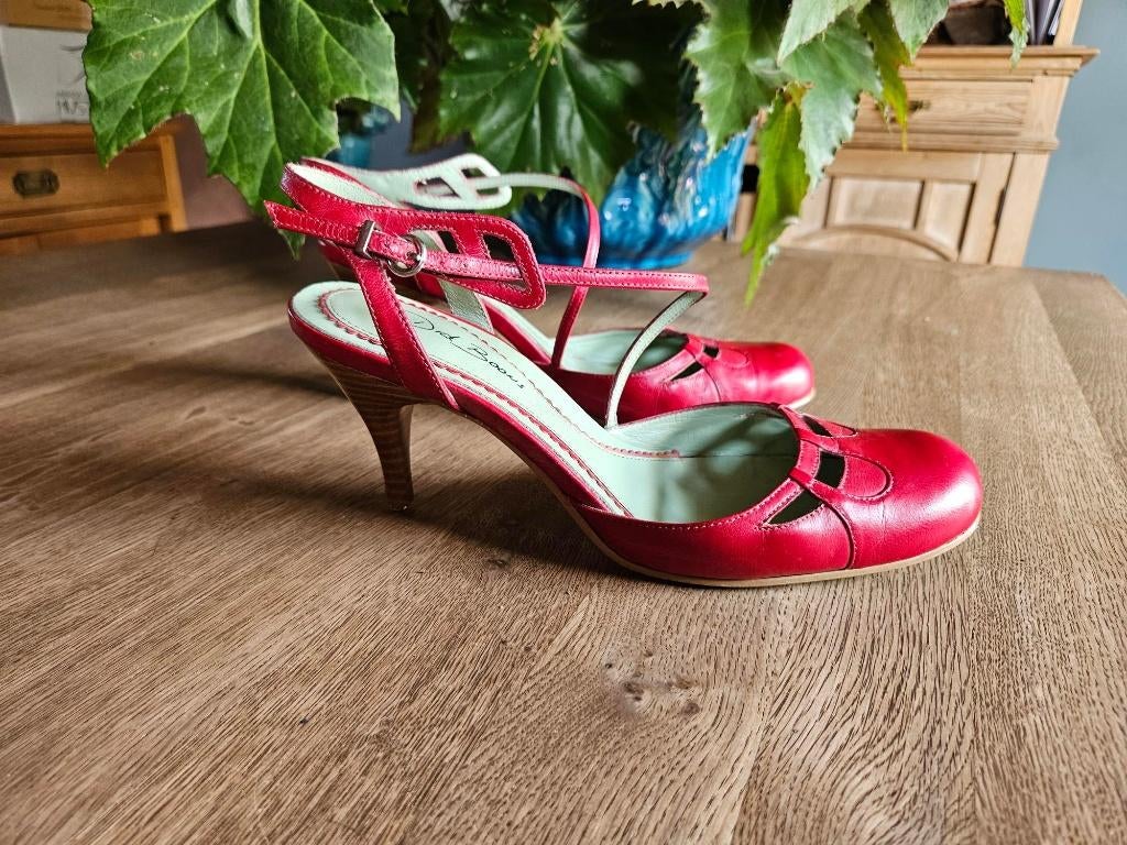 rode retro zomerschoentjes Dick Boons, Kleding | Dames, Schoenen, Ophalen, Schoenen met lage hakken, Zo goed als nieuw, Dick Boons