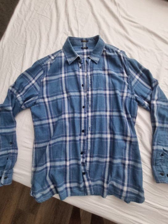 Denham overhemd  mt L, Blauw, Ophalen of Verzenden, Zo goed als nieuw, Halswijdte 41/42 (L)