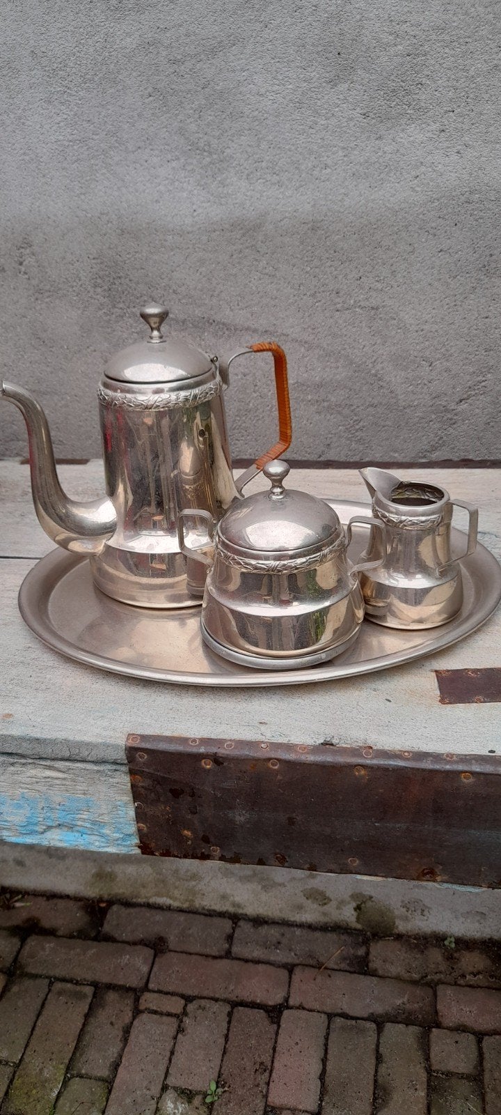 Vintage theeservies met dienblad, Antiek en Kunst, Curiosa en Brocante, Ophalen