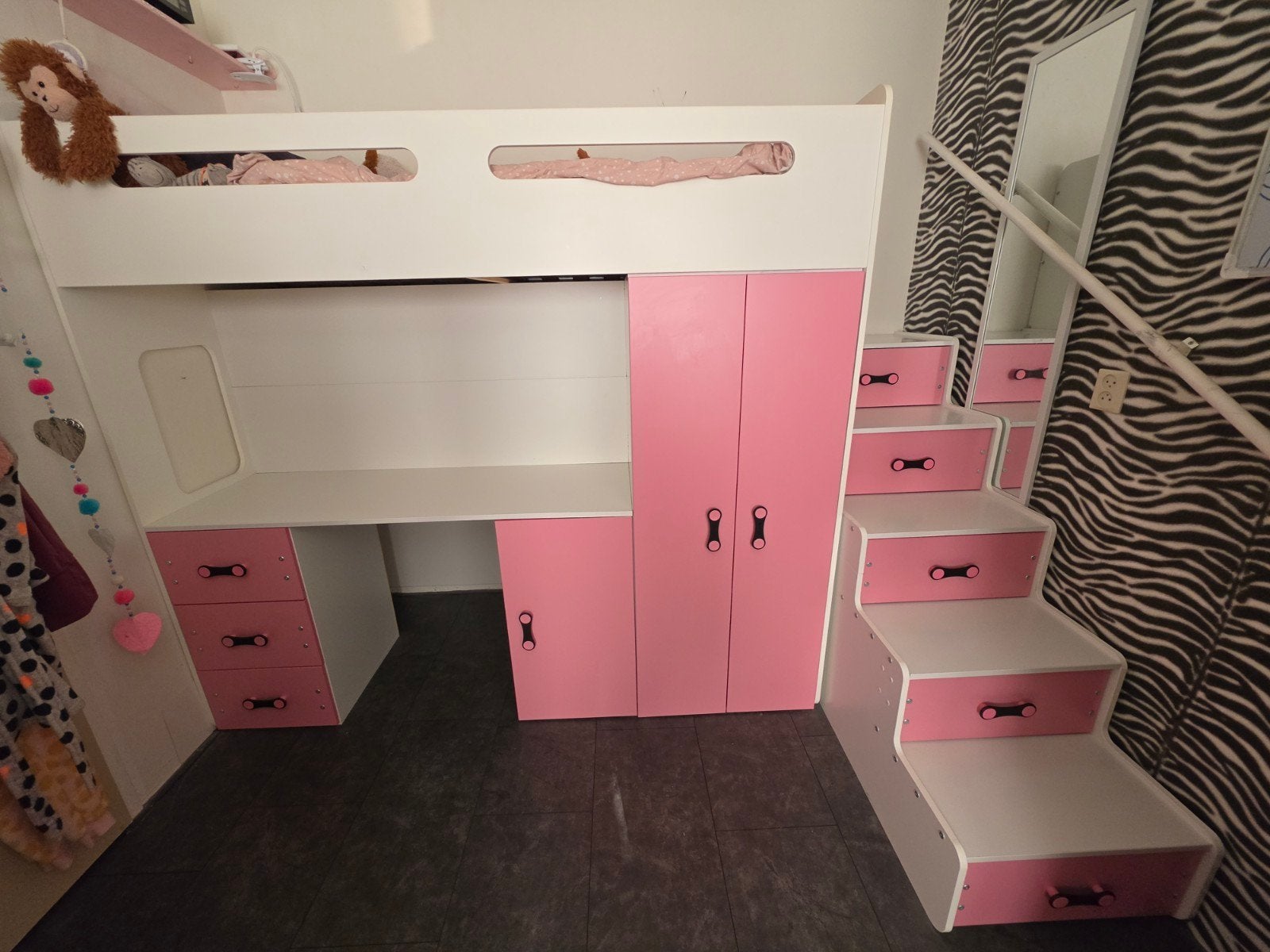 Hoogslaper met bureau, kledingkast en opbergruimte, Ophalen, Gebruikt, 180 cm of meer, 85 tot 100 cm