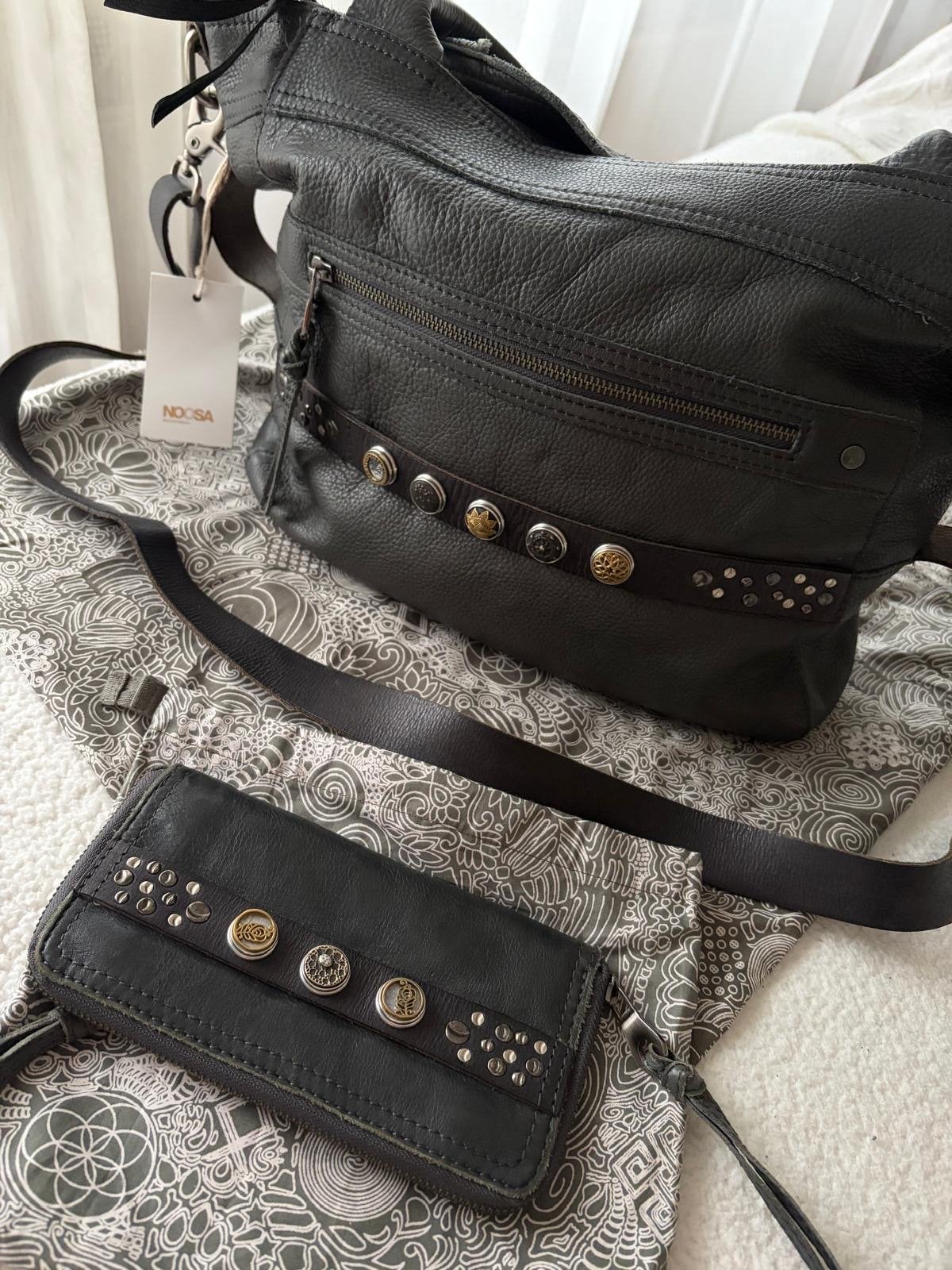 Noosa Amsterdam tas en portemonnee set - Zwart leer, uniek!, Ophalen of Verzenden, Nieuw, Zwart, Handtas