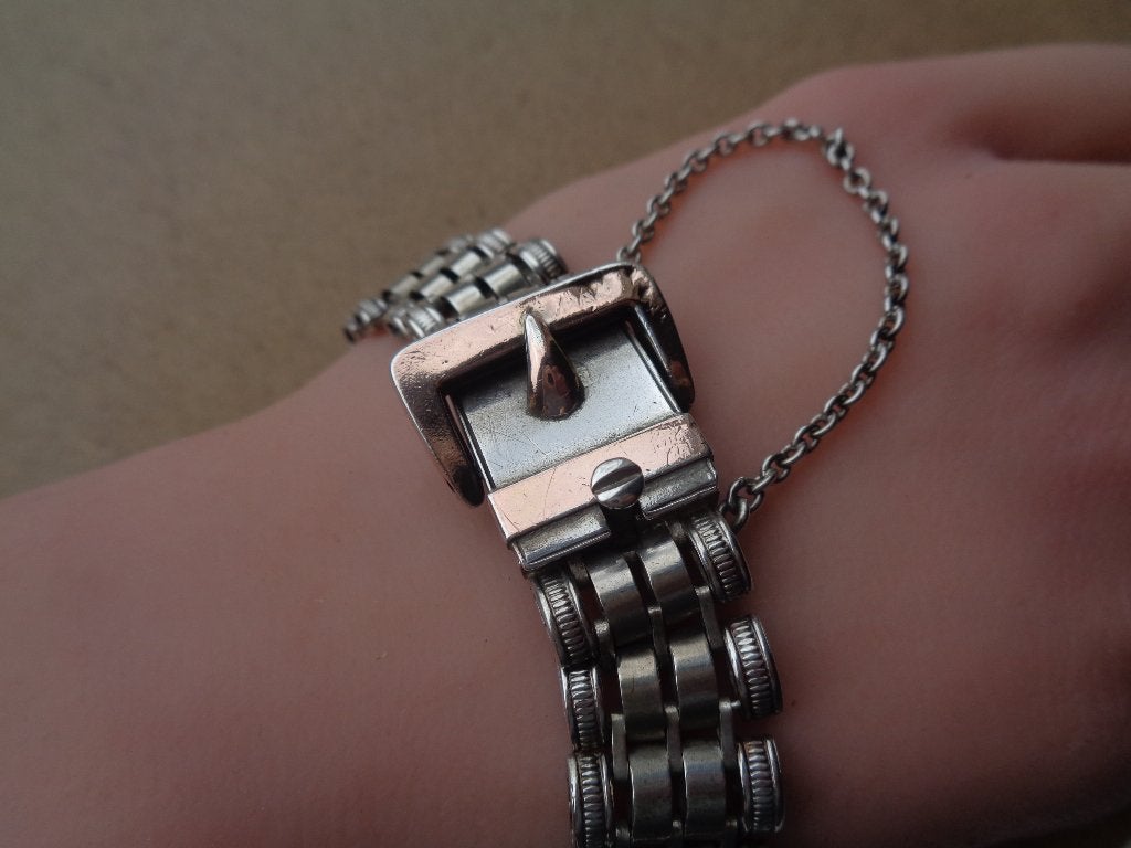 zilveren armband met vergulde gesp [979], Verzenden, Zo goed als nieuw, Zilver, Zilver