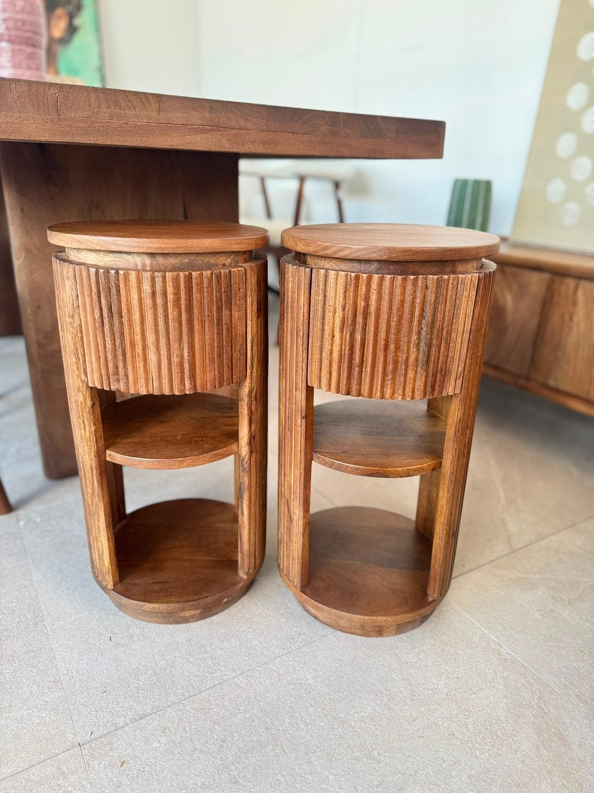 Magazijn leegverkoop set nachtkastjes Japandi mangohout sale, Nieuw, Ophalen of Verzenden, Info@wkhome.nl, Japandi