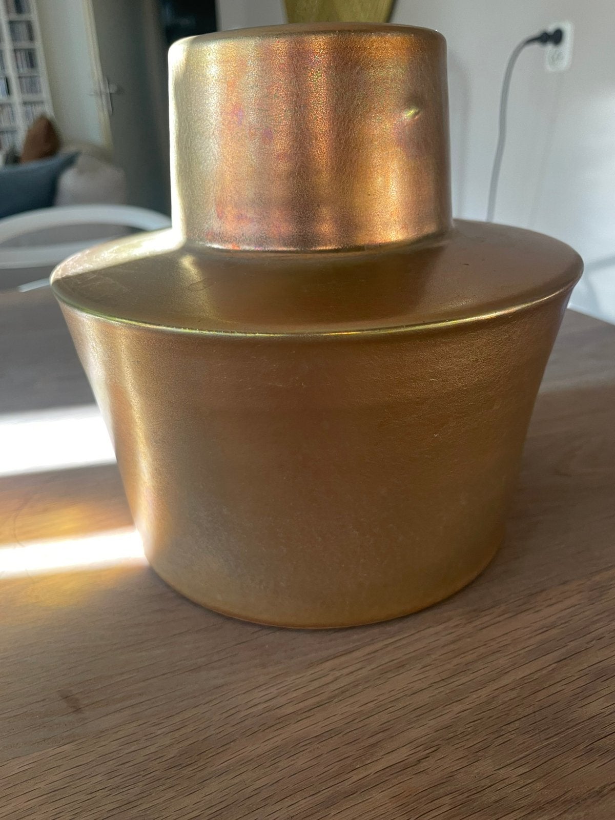 Mobach goud luster vaas, NIEUW!, Ophalen, 21 cm, Handgemaakt, Nieuw