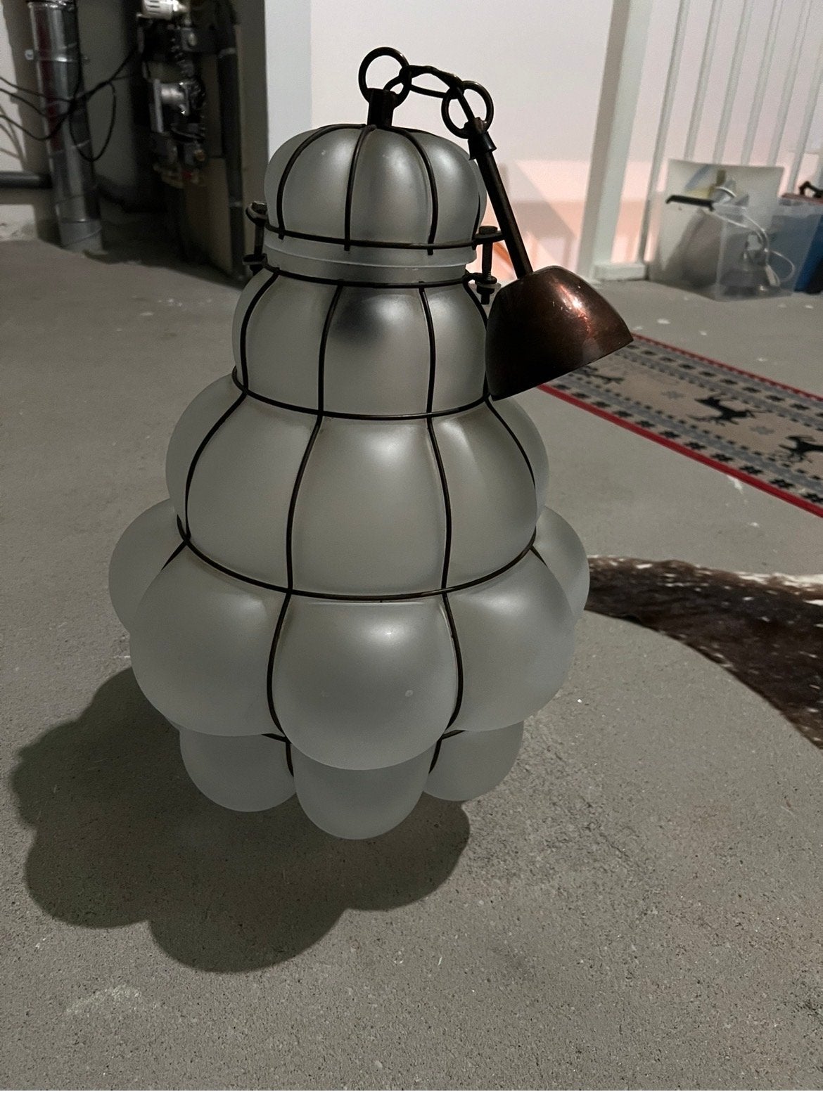 Vintage Italiaanse Bubble Crackle Glazen Hanglamp, Ophalen of Verzenden
