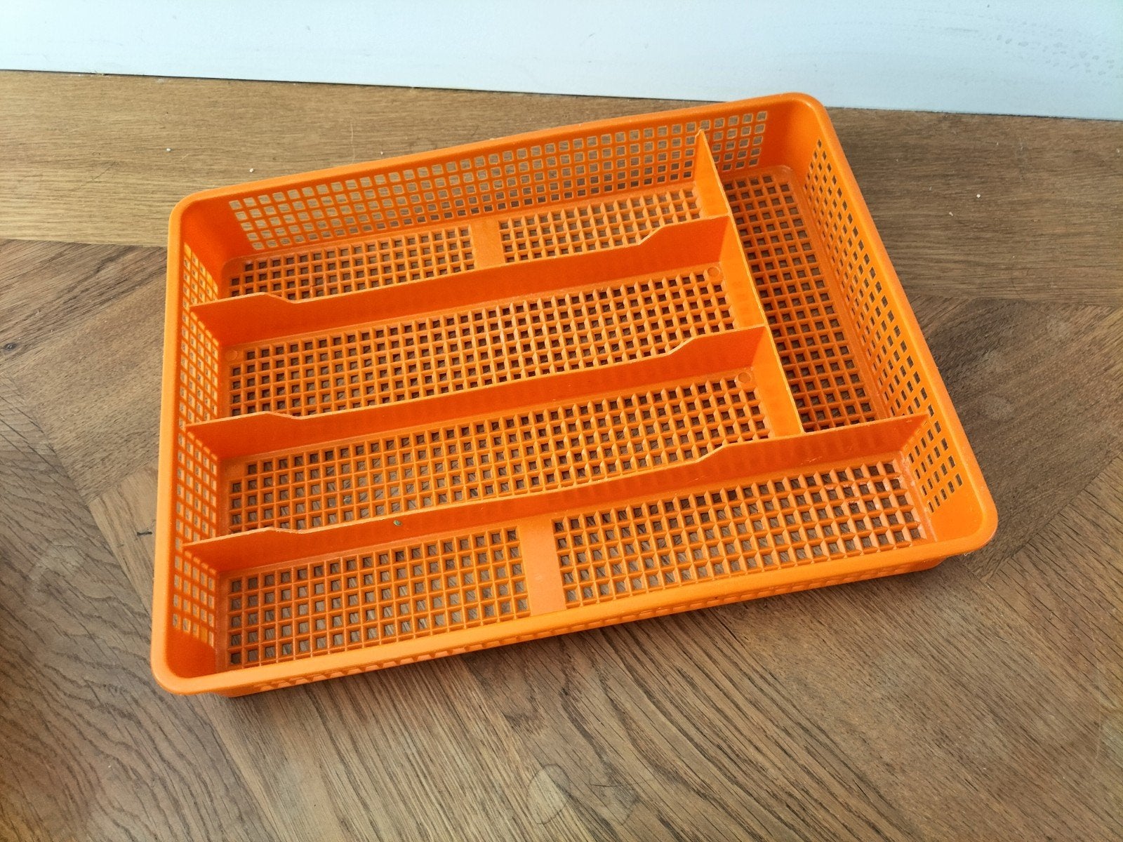 Vintage oranje bestekbak pennenbak kunststof, Ophalen of Verzenden