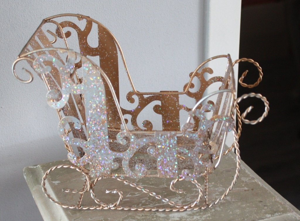 metalen roze glitter slee, Ophalen of Verzenden, Gebruikt