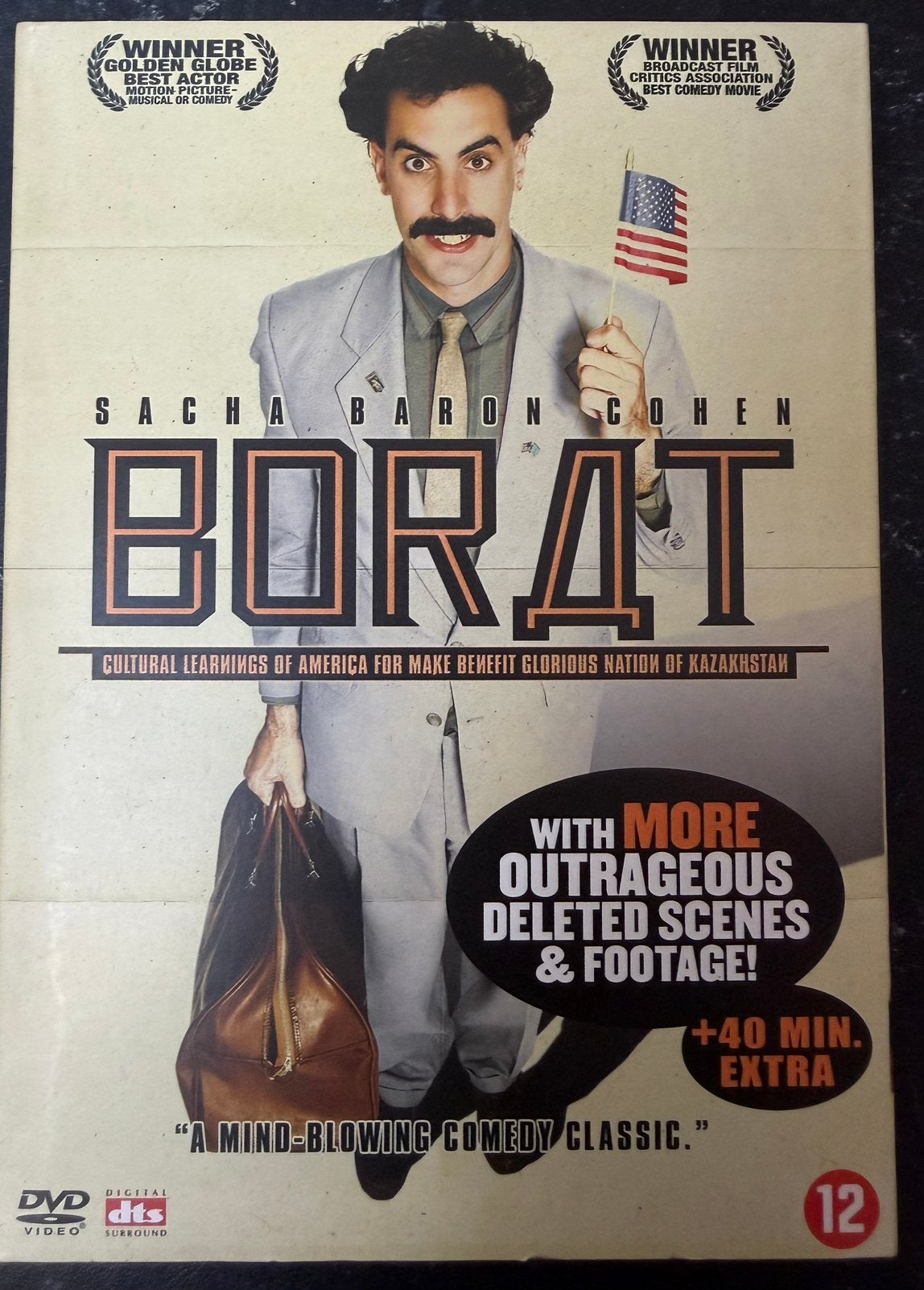 Borat pakket: DVD met seksy moustache, mankini en Brüno DVD, Engels, Speciale editie, Nederlands, Ophalen of Verzenden