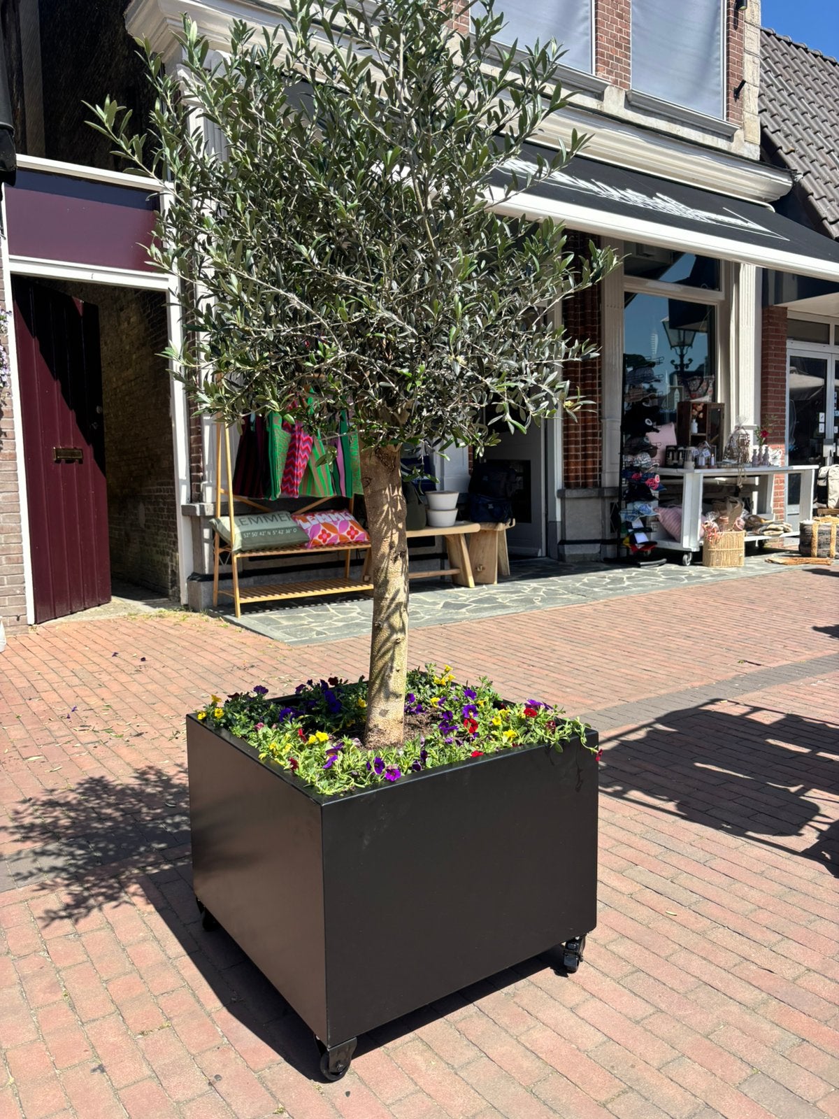 Luxe plantenbakken zwart gepoedercoat staal 60x60 cm –, Tuin en Terras, Bloembakken en Plantenbakken, Ophalen of Verzenden, Zo goed als nieuw