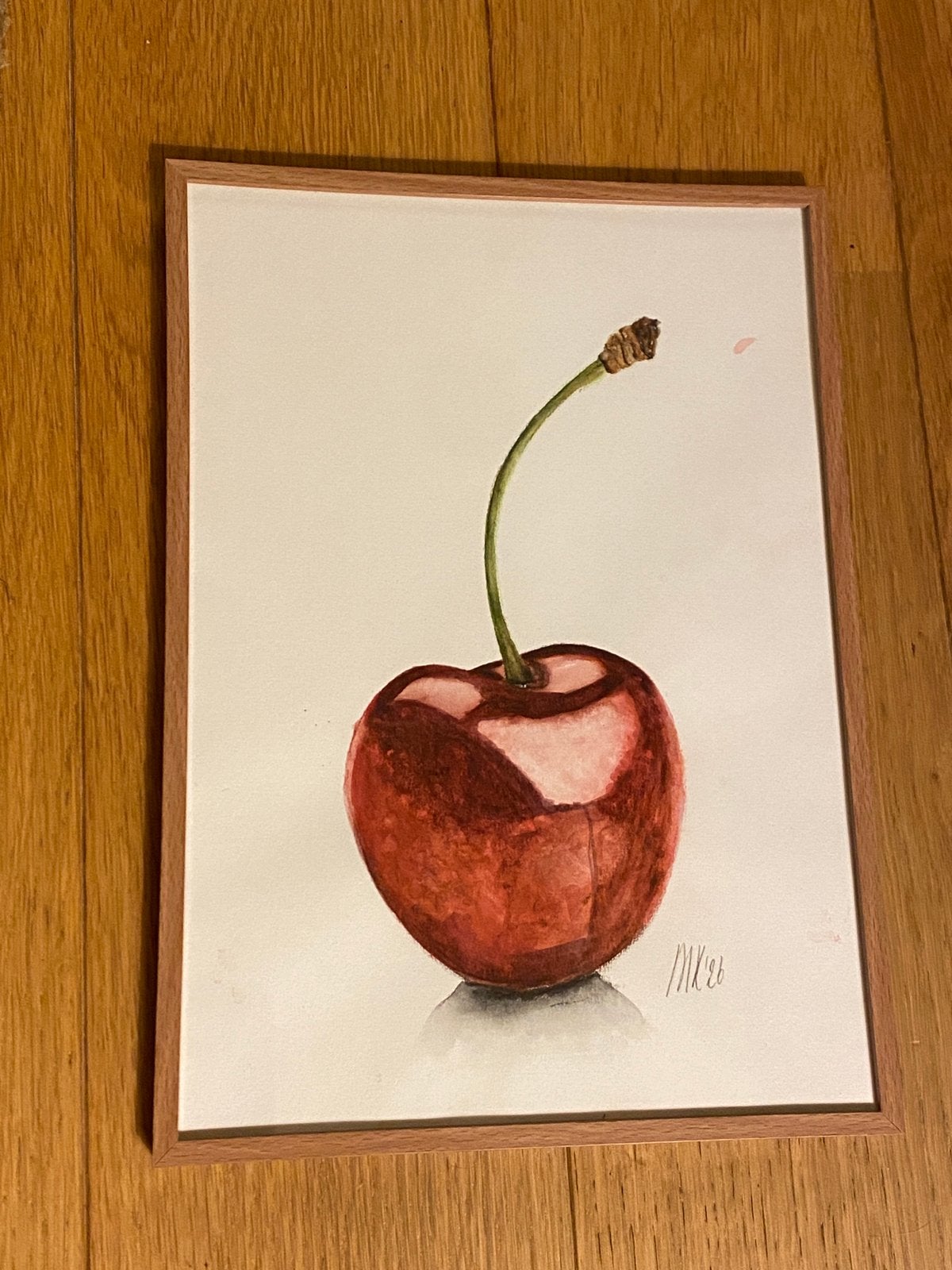 Origineel schilderij aquarel kers, Stilleven, Ophalen of Verzenden, Origineel werk, Papier