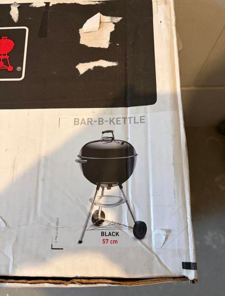 Weber Bar-B-Kettle Houtskoolbarbecue Zwart 57 cm, Tuin en Terras, Ophalen, Nieuw