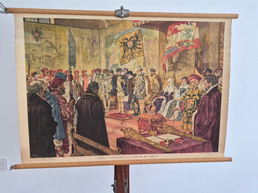 mooie schoolkaart van Karel de vijfde., Ophalen of Verzenden, Geschiedenis