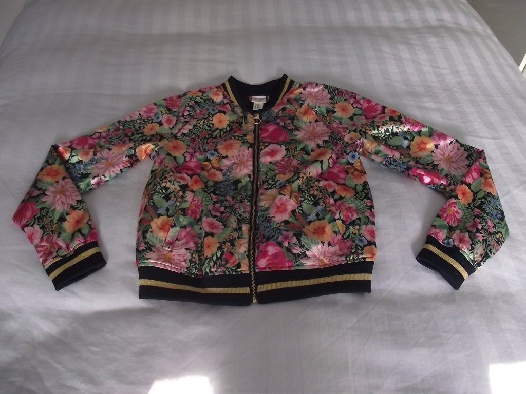 Nieuw bomberjack tussenjas pilotenjas bloemen H&M 12-13j 158, Meisje, H&M, Nieuw, Ophalen of Verzenden