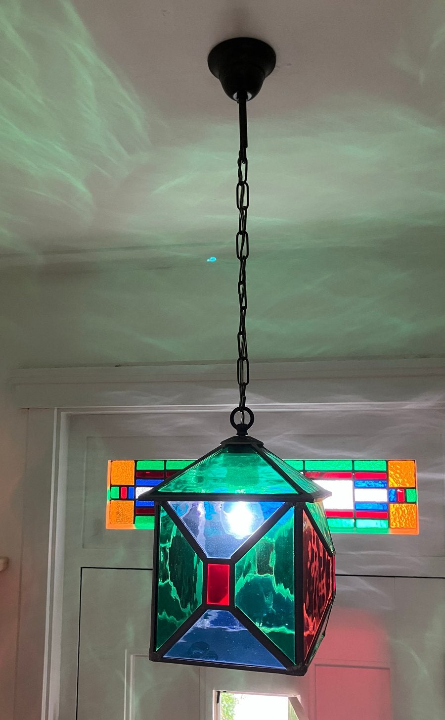 Plafondlamp glas in lood., Huis en Inrichting, Lampen | Hanglampen, Ophalen, Glas