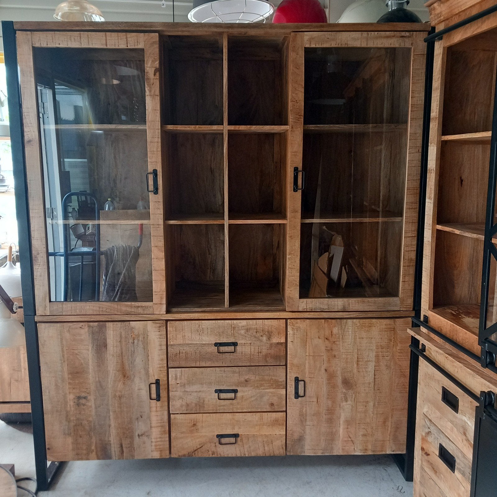 Buffetkast mangohout.., Huis en Inrichting, Ophalen, 200 cm of meer, 200 cm of meer, Industrieel