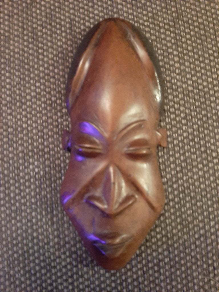Houten Afrikaans masker - wandbeeldje, Hout, Bruin, Afrika, Masker