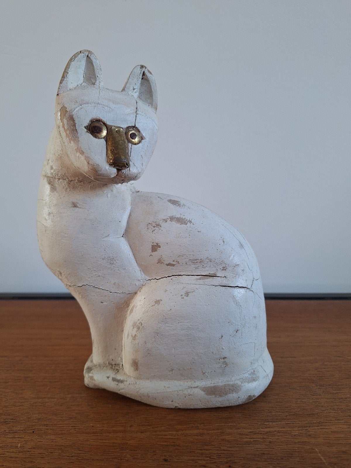 Indiaas houten beeld poes/kat, Antiek en Kunst, Kunst | Beelden en Houtsnijwerken, Ophalen of Verzenden, Handgemaakt, 20 - 50 cm