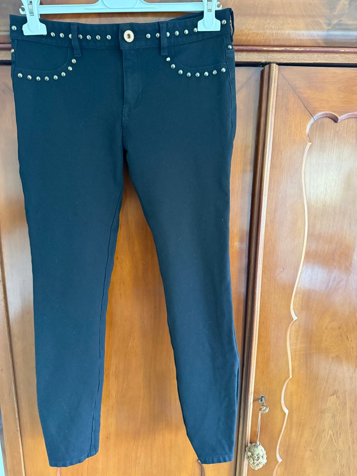 Versace Jeans Couture zwarte broek met studs, Zwart, Nieuw, Ophalen of Verzenden, Maat 36 (S)