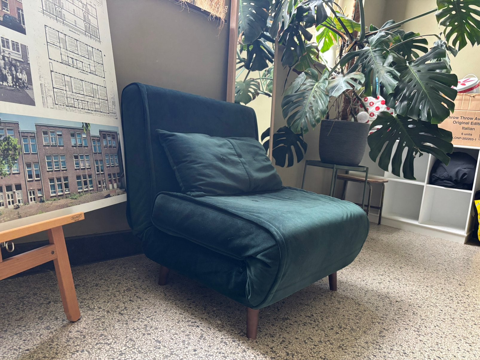 Uitklapbare stoel/bed: Gratis af te halen, Huis en Inrichting, Ophalen, Gebruikt, Eenpersoons, 75 tot 100 cm