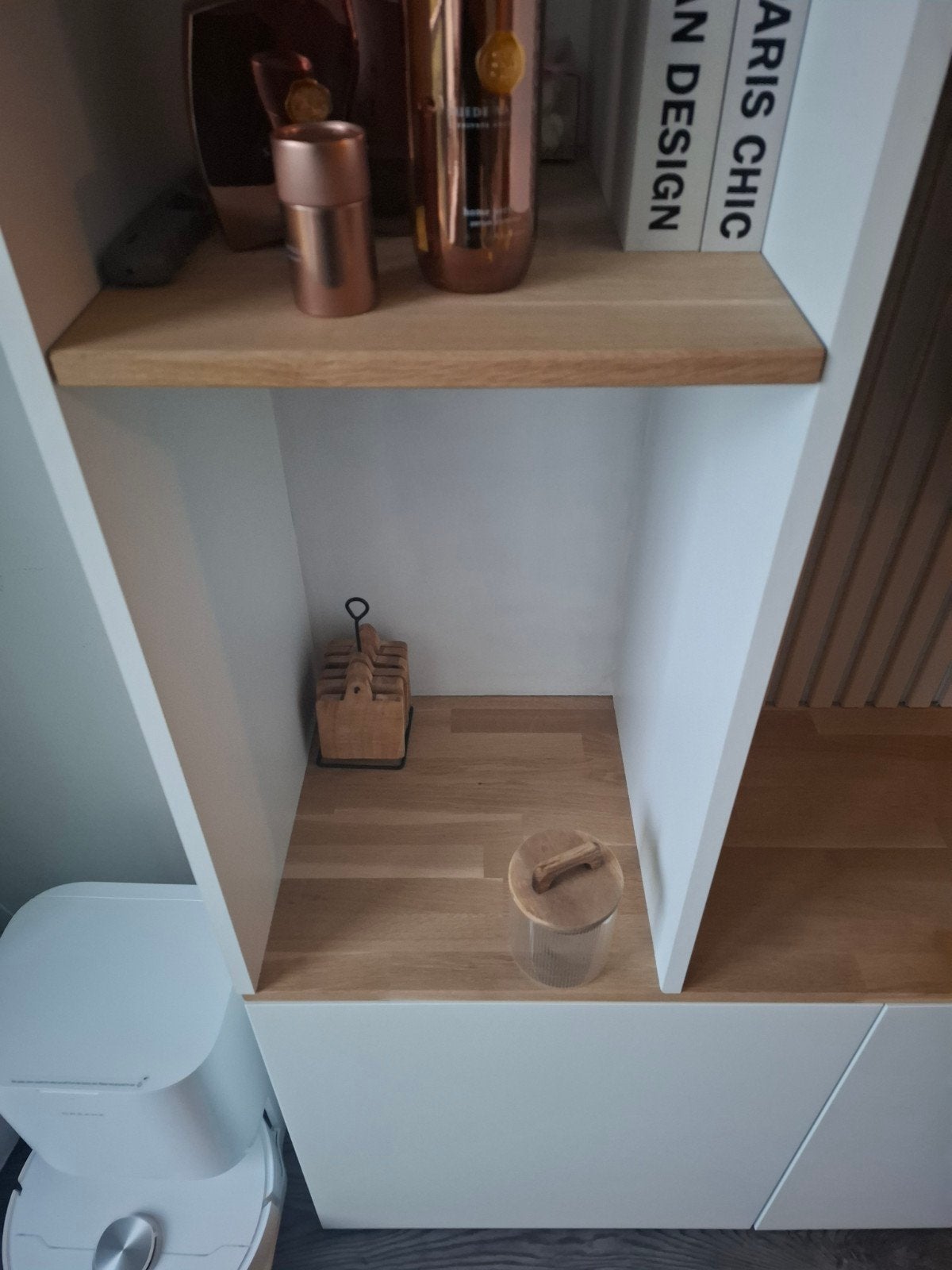 Moderne TV-meubel met opbergruimte en planken, 200 cm of meer, Ophalen of Verzenden, Zo goed als nieuw, 200 cm of meer