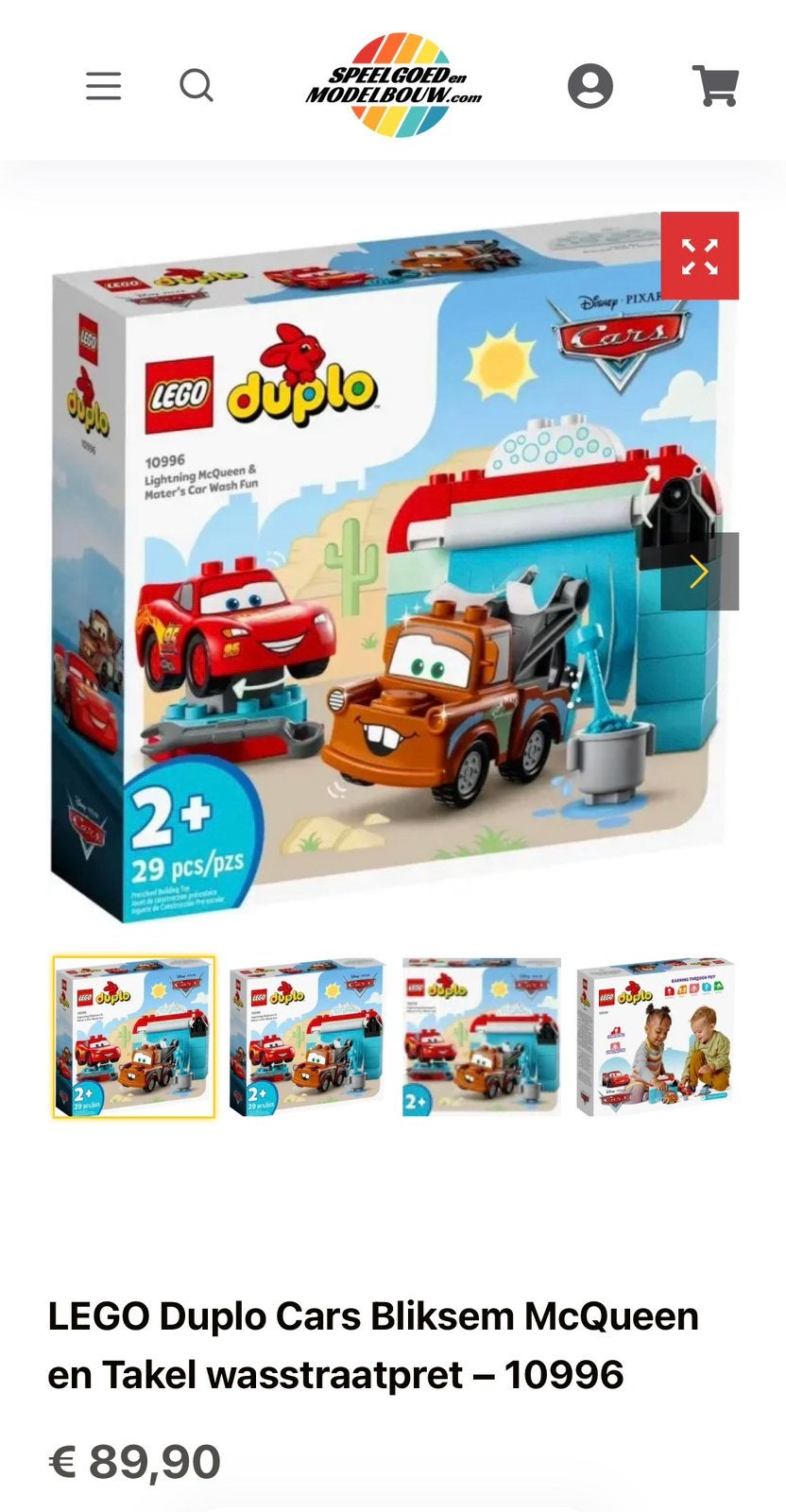 Lego Duplo Cars Bliksem McQueen en takel 10996, Ophalen of Verzenden, Zo goed als nieuw, Duplo