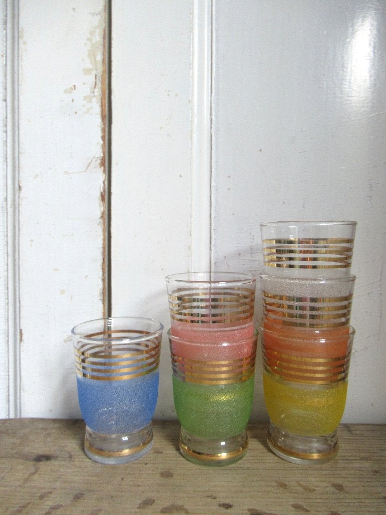 ~ 6 oude Franse glaasjes, bricbracbrocante ~, Ophalen of Verzenden