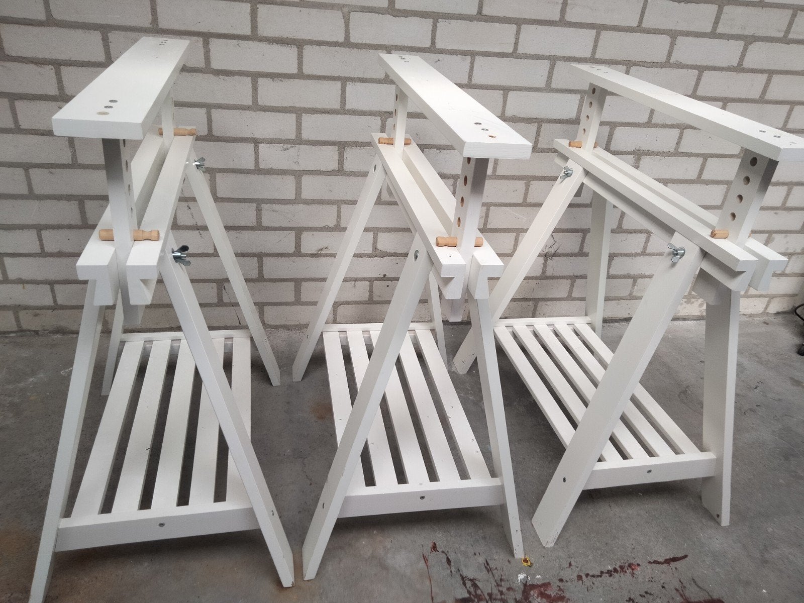 3x Witte ikea Verstelbare Schragen met Plank - Multifunction, Ophalen of Verzenden, Zo goed als nieuw