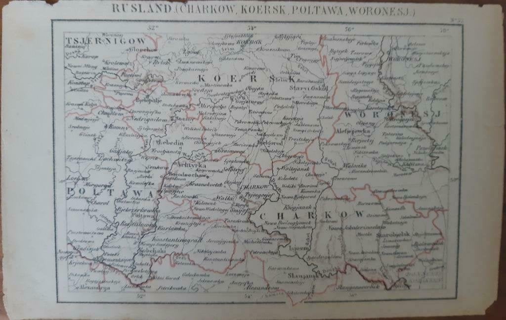 32 / Litho van J. Kuyper uit 1880 van Rusland met oa Charkow, Antiek en Kunst, Ophalen of Verzenden