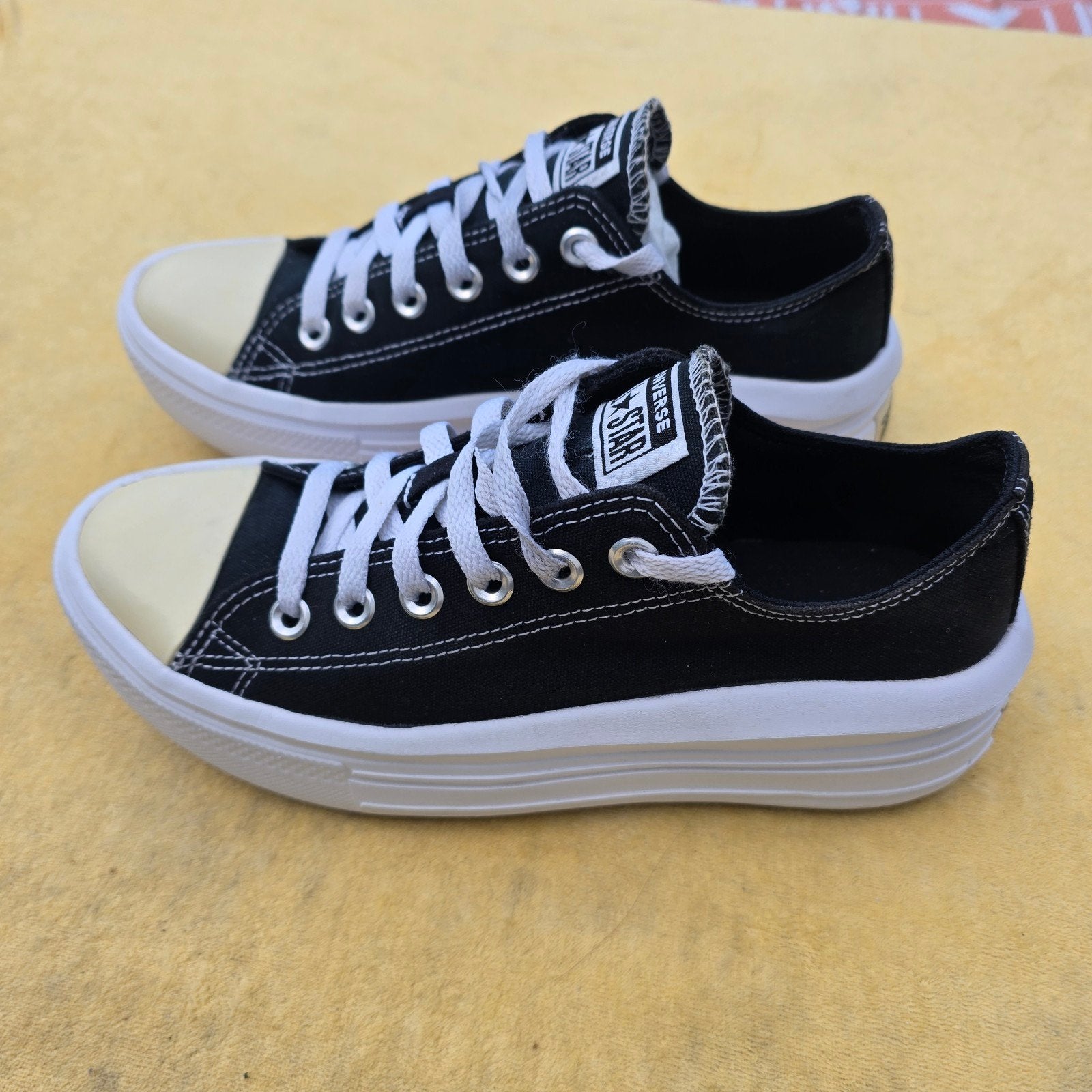 Converse All Star Platform Low Zwart/Wit – Maat 39, Zwart, Ophalen of Verzenden, Converse All Star, Sneakers of Gympen